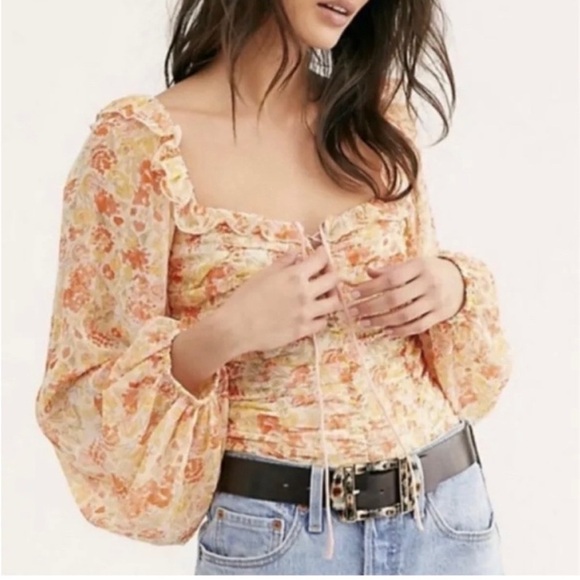 Free People Mabel Printed Blouse in Spring Combo - Picture 1 of 13